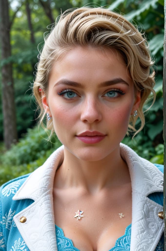 Ultra realistic portrait , By Eric Lacombe By Patrice Murciano Frostpunk Fashion Photography, white glacial blue, minimalism, smoked eye shadow, illuminated white bulging biomorphic dot pattern, glacial landscape, glacial flowers, bokeh snowflakes, volumetric particle dust, powdered paint pigment, vivid color, misty aether houte - couture rococo glacial clothing, holga medium format camera, etherial lighting, backlighting, in the style of, professional ominous concept art, by artgerm and greg rutkowski, an intricate, elegant, highly detailed digital painting, concept art, smooth, sharp focus, illustration, in the style of simon stalenhag, wayne barlowe, and igor kieryluk.